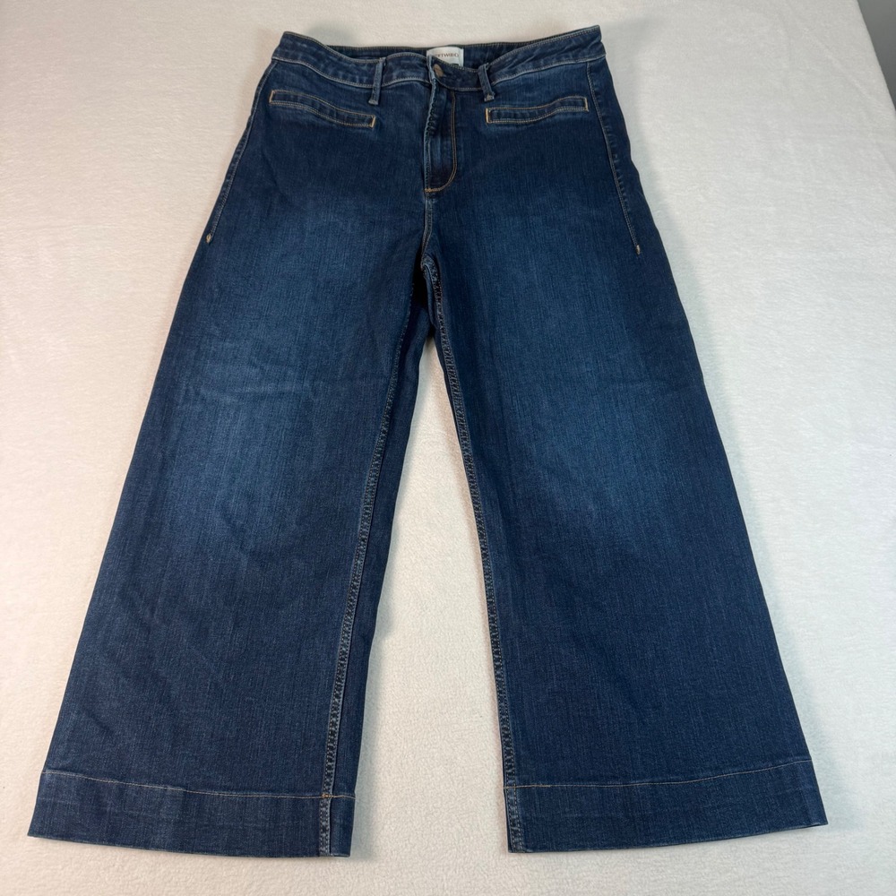 Driftwood Charlee Wide Leg Jeans Womens 32 Dark Wash Denim Stretch Coastal Crop